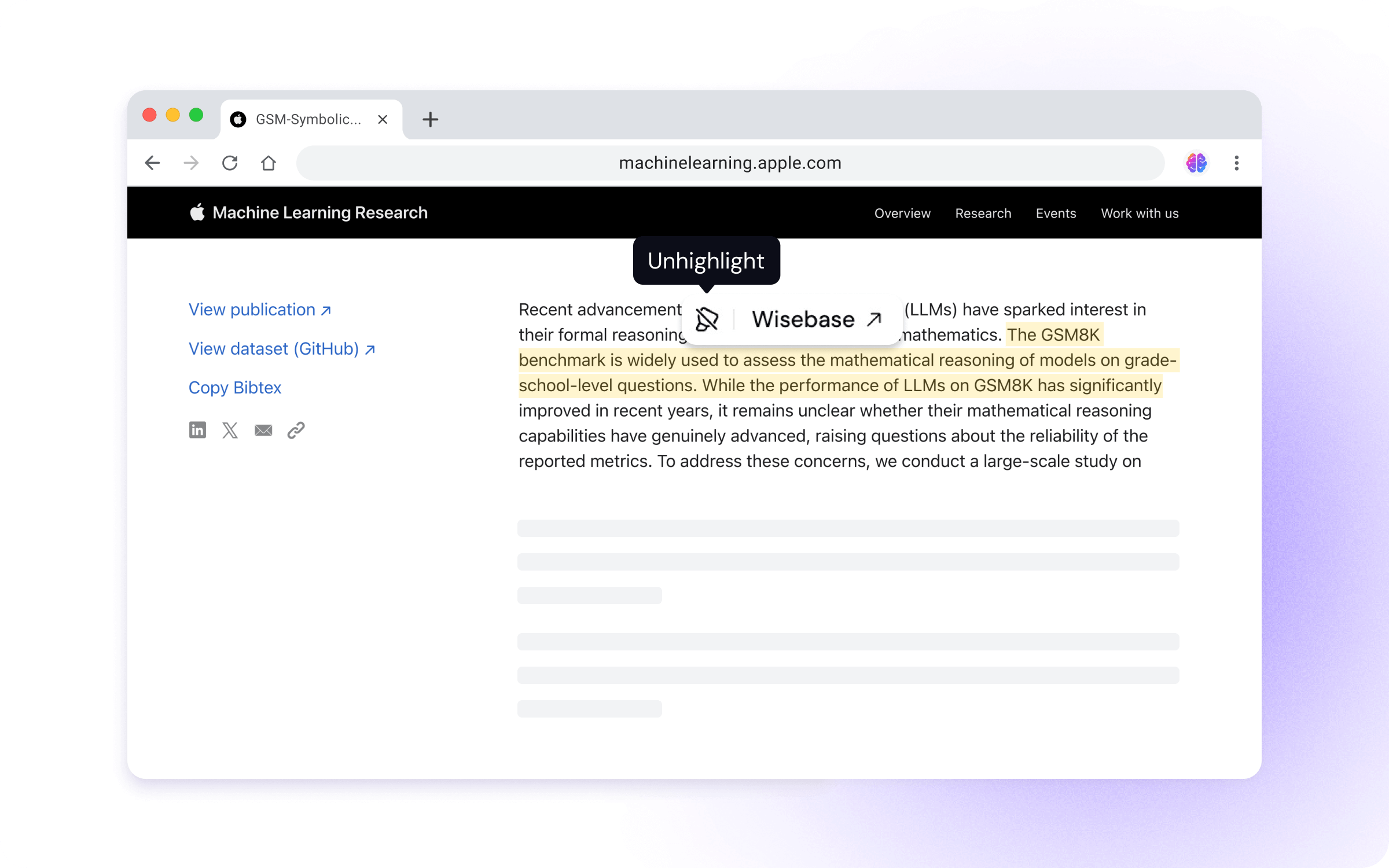 Hover on text to unhighlight it